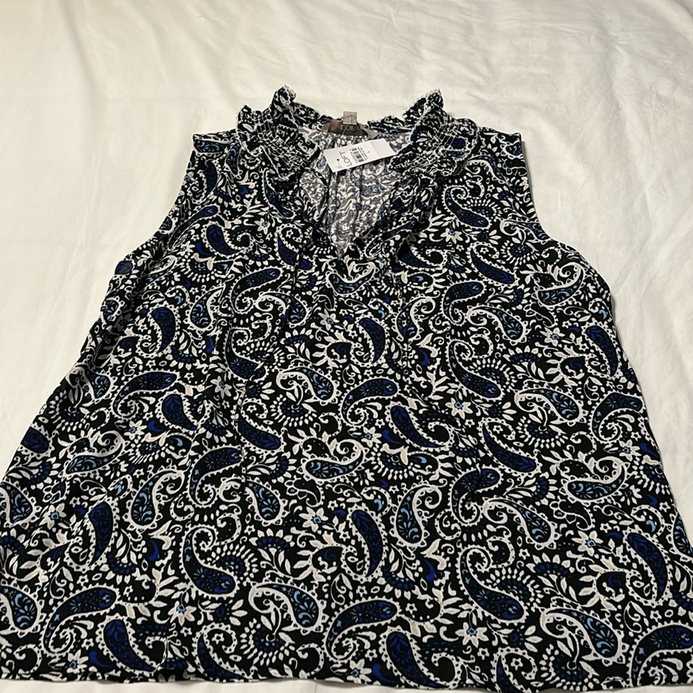 Loft tank blouse with ruffled neck detail